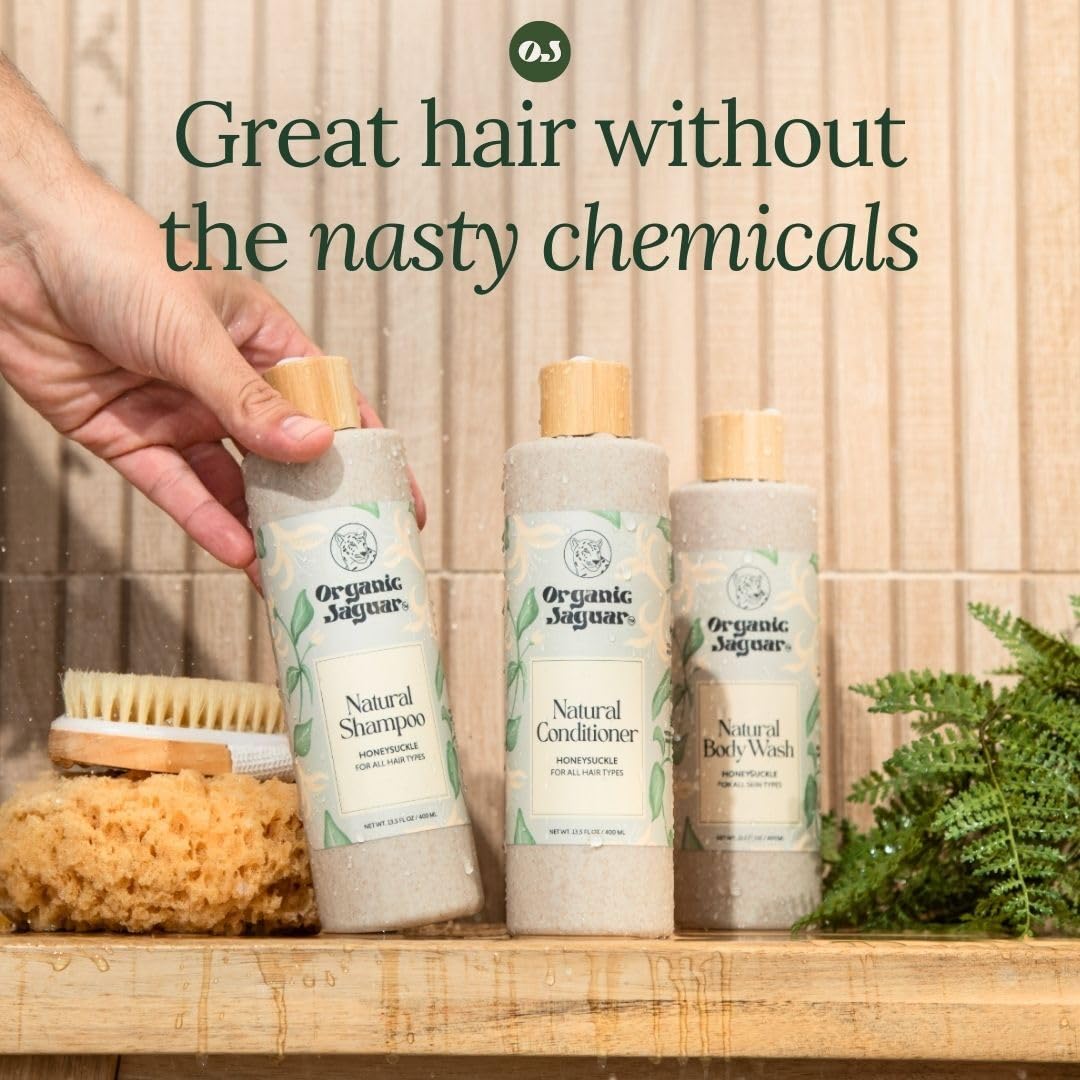 Organic Jaguar Shower scene in bath time setting for daily body care