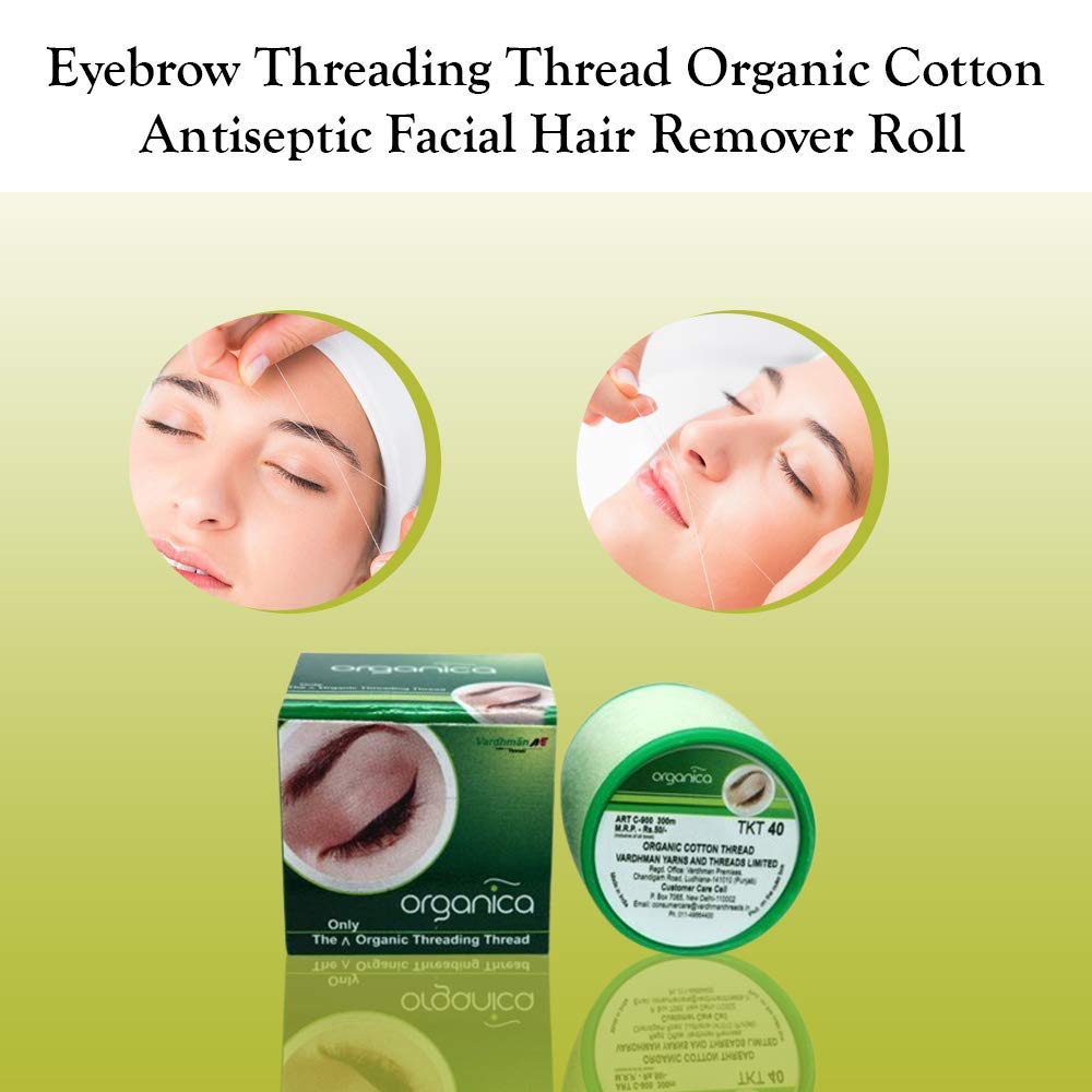 Organica green packaging highlighting eco-friendly cotton thread.