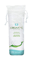 Organyc makeup pads close-up texture showing natural cotton fibers for gentle cleansing.