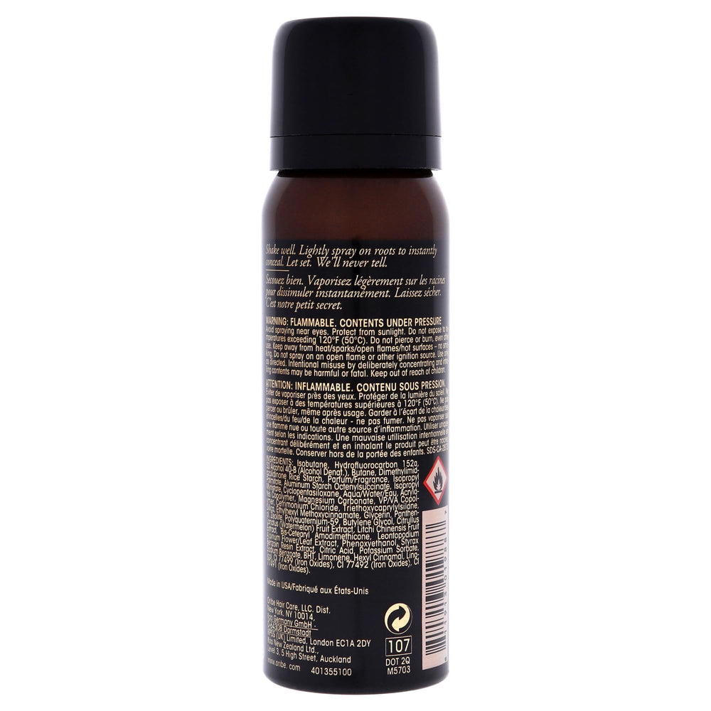 Oribe Airbrush Root Touch Up Spray leaves natural-looking blend with microfine pigments