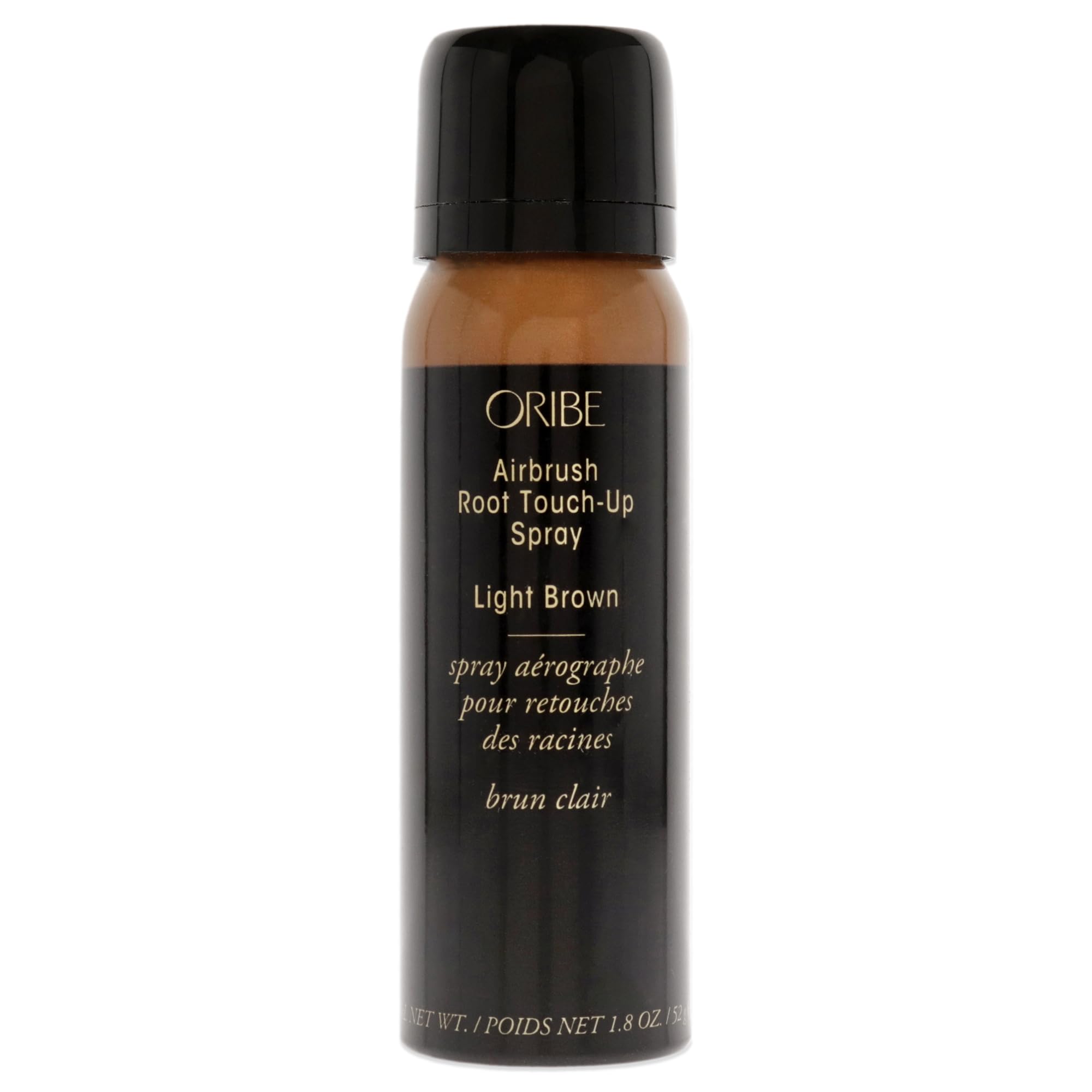 Oribe Airbrush Root Touch Up Light Brown bottle showing quick-dry formula for natural shade blending
