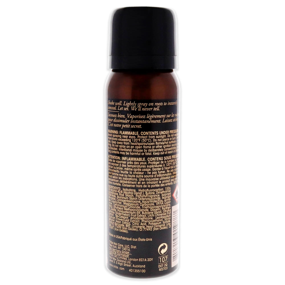 Oribe Airbrush Root Touch Up Spray bottle; quick-drying formula refreshes hair between appointments