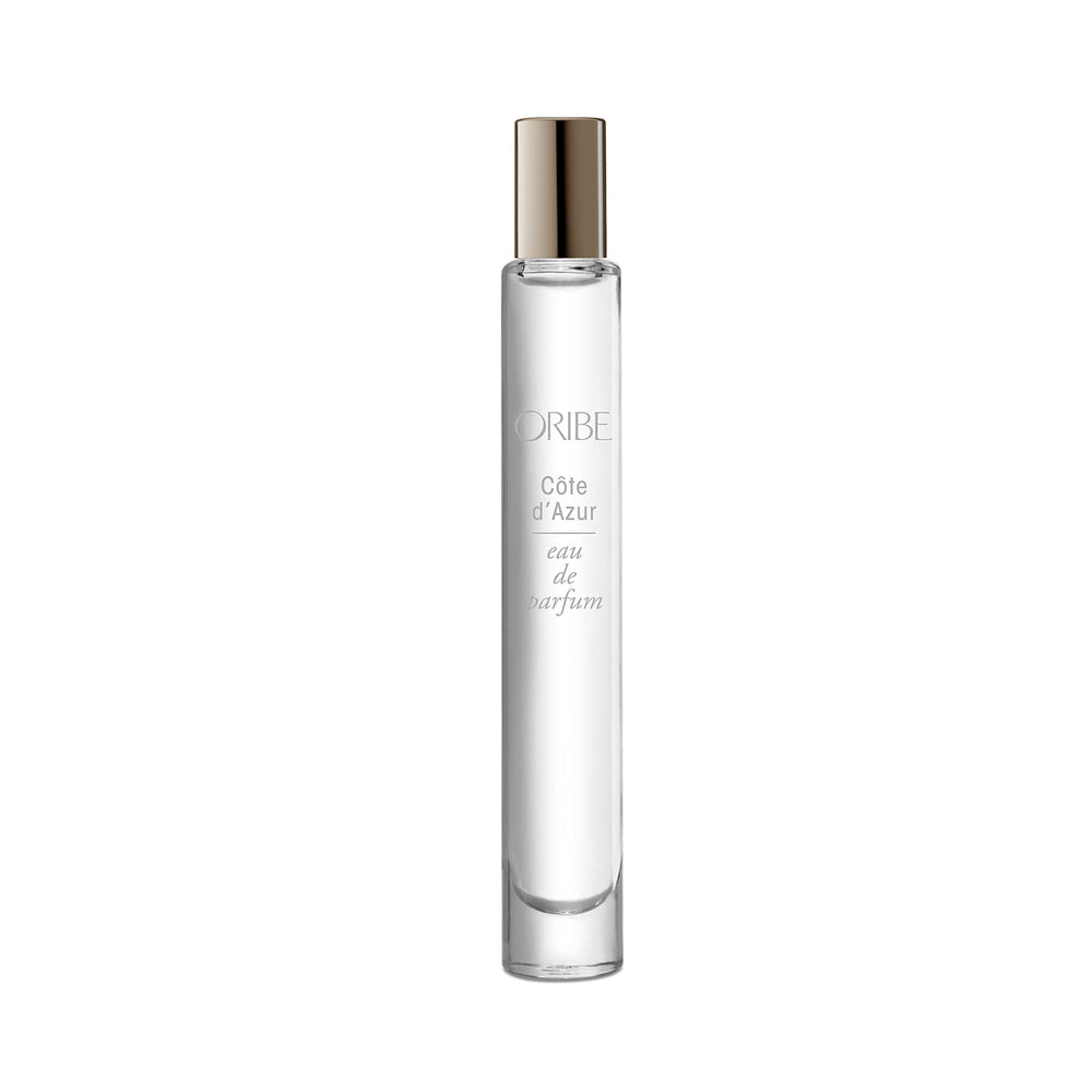 Oribe Côte d'Azur travel bottle front view, premium on-the-go fragrance design.