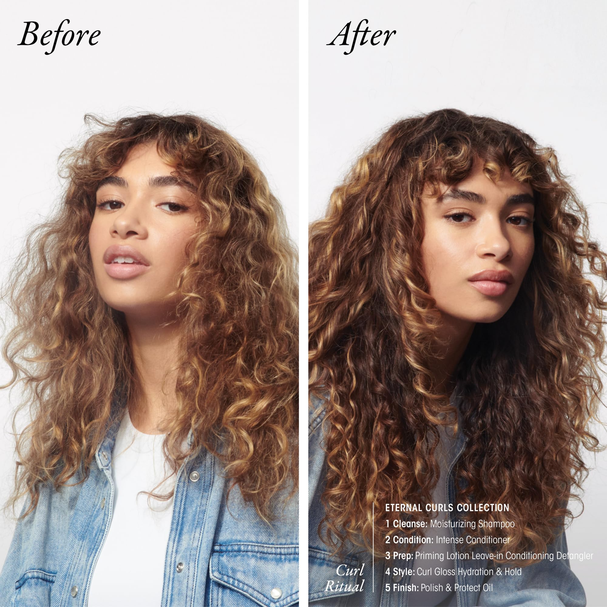 Oribe Eternal Curls Conditioner applied to damaged ends for renewed softness.