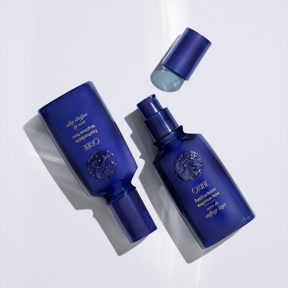 Oribe Feather Balm blowout primer highlights controlled styling on fine hair.