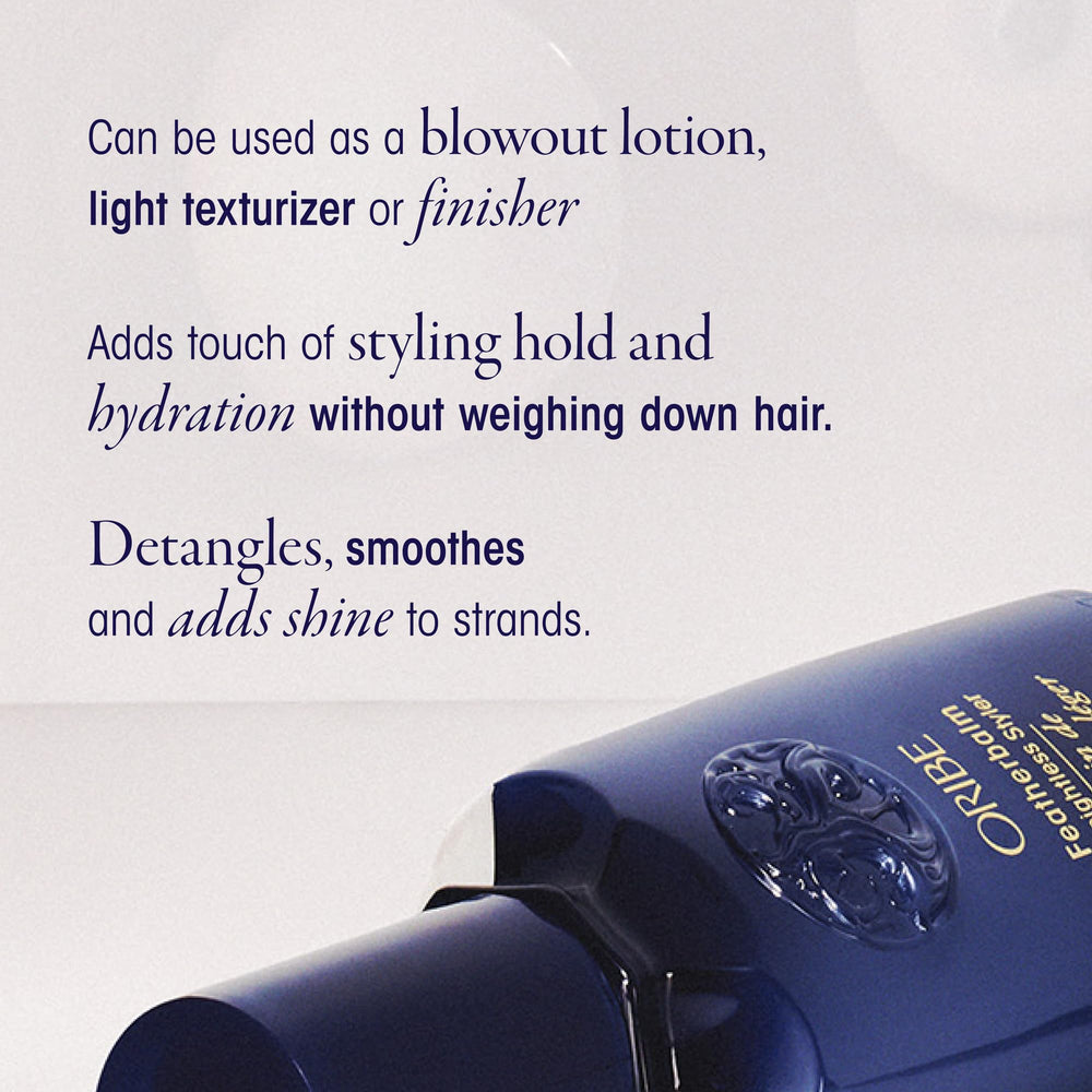 Oribe Feather Balm texture swipe demonstrates detangling and a smooth finish.