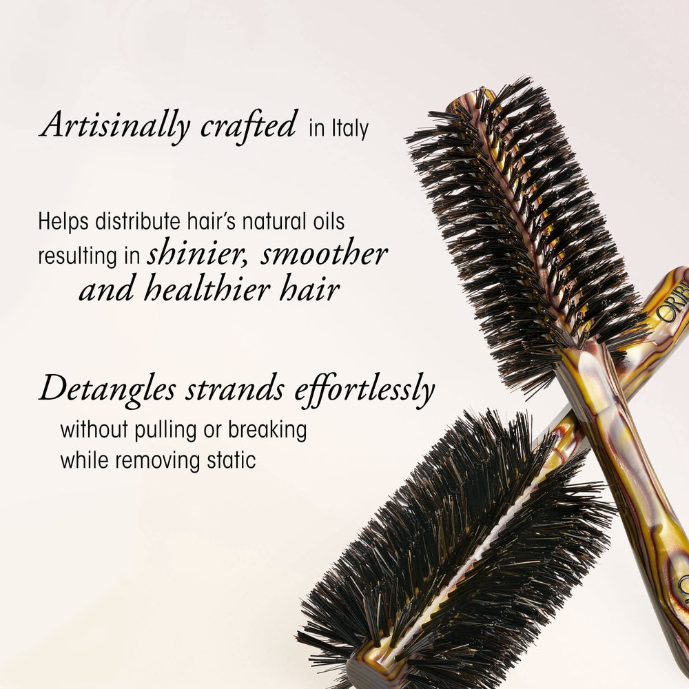 Oribe Flat Brush close-up reveals custom Italian resin material.