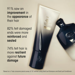 Oribe Gold Lust liter refill pouch emphasizes eco-friendly packaging while restoring moisture.