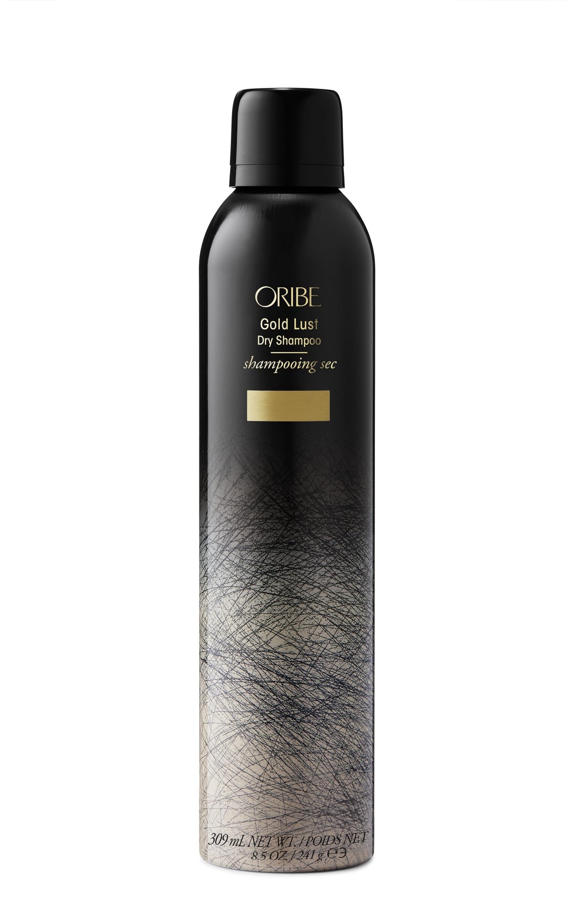 Oribe Gold Lust Dry Shampoo bottle absorbing oil for refreshed, weightless hair.