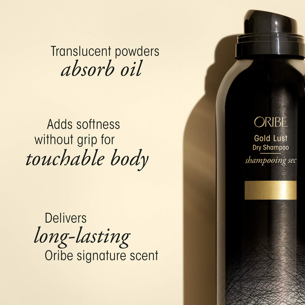 Oribe Gold Lust Dry Shampoo reveals soft, movable hair with oil control.