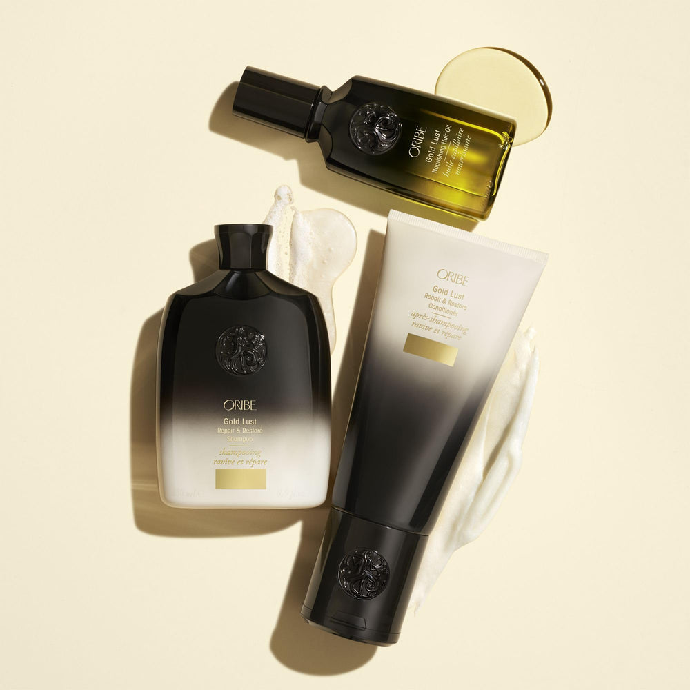 Oribe Gold Lust absorbs quickly without weighing hair down.