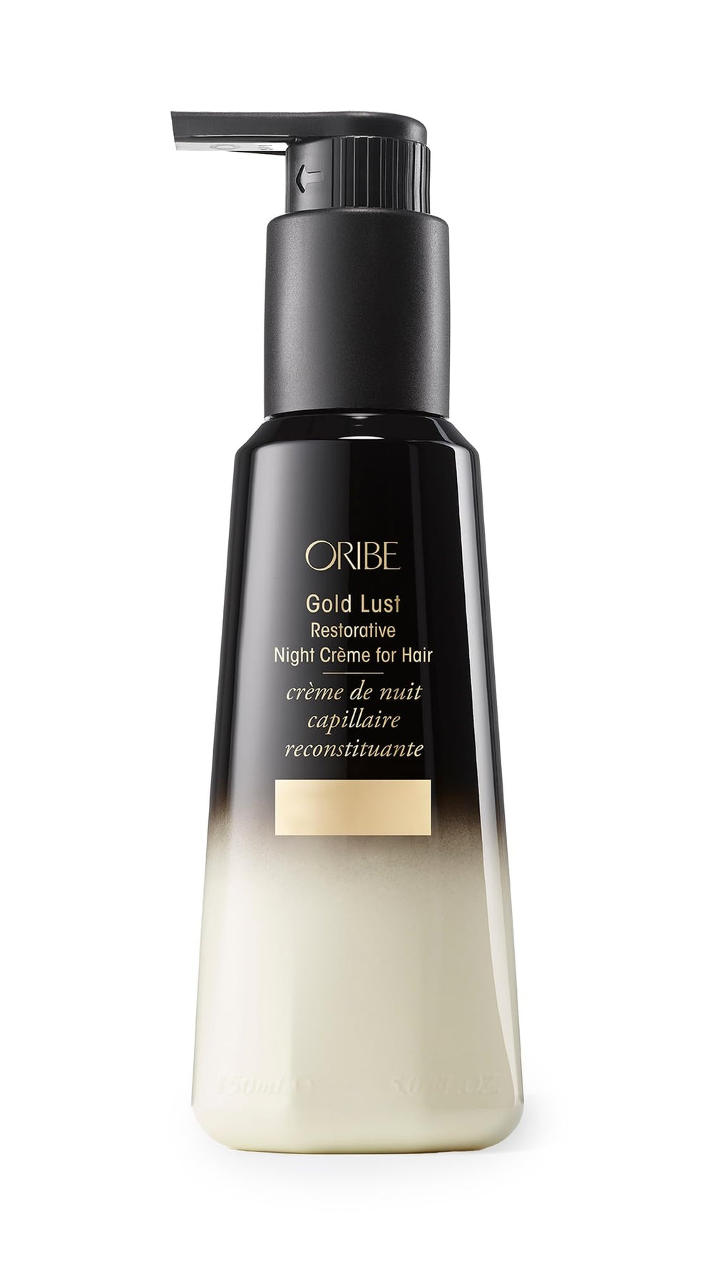 ORIBE Gold Lust Night Cream bottle on vanity for overnight hair repair