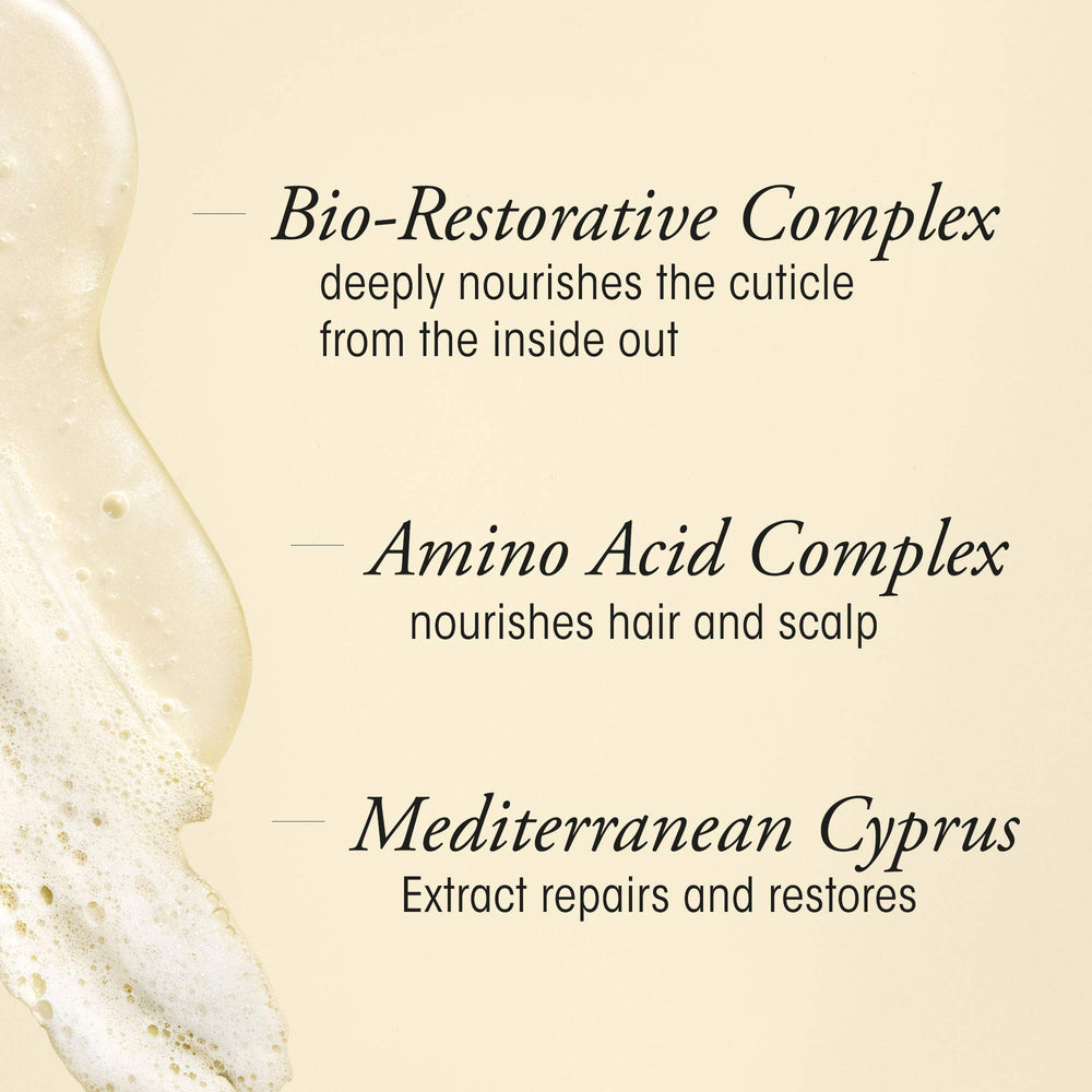 Oribe Gold Lust ingredients collage featuring Cypress, Argan and Maracuja for nourishment.