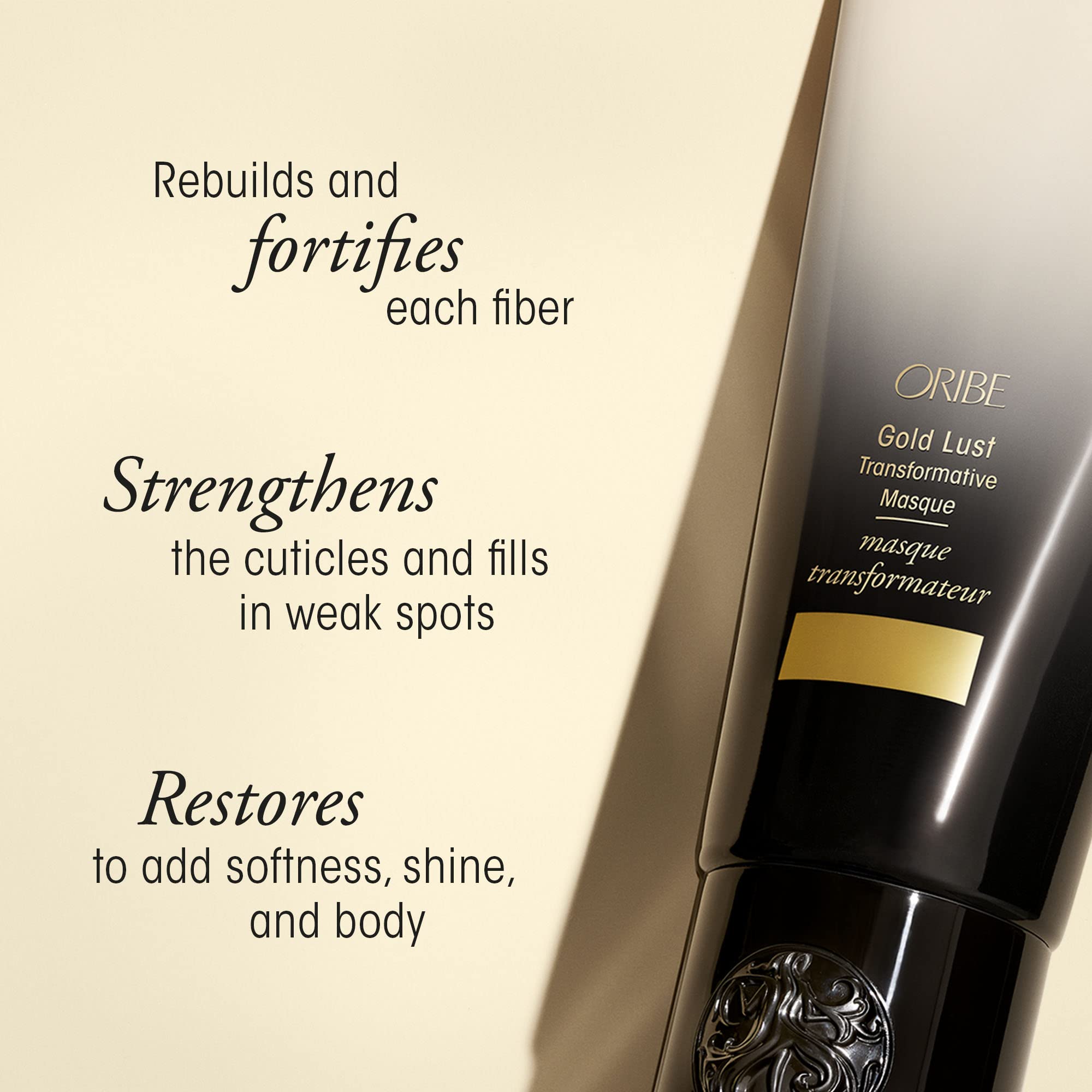 Close-up texture of Oribe Gold Lust transformative hair mask