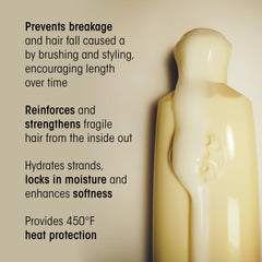 Oribe Hair Alchemy Fortifying Treatment serum dispense showing precise application to strengthen strands