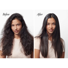 Oribe Royal Blowout mist application demonstrates quick styling with reduced heat time.