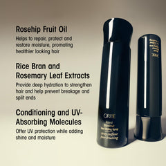 Oribe Royal Blowout bottle speeds dry time for a smoother finish.