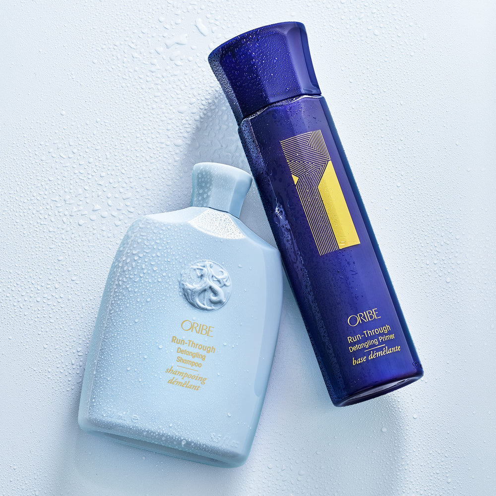 Oribe Run-Through Detangler hair-glide shows reduced snagging for faster preparation.