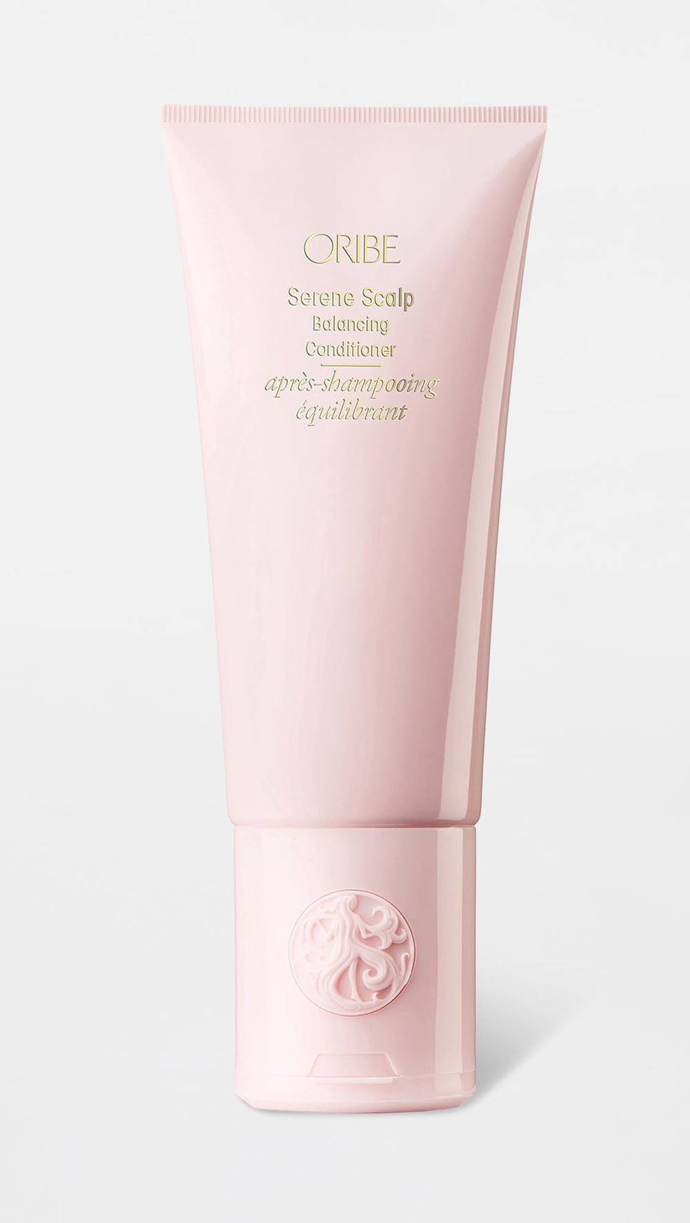 Oribe Serene Scalp Balancing Conditioner label highlighting vegan and paraben-free formula