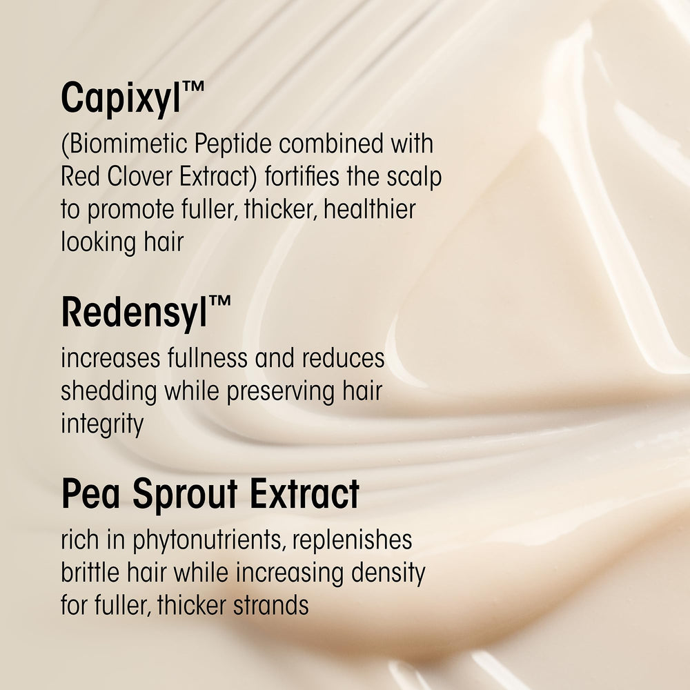 Premium shelf display featuring Oribe Serene Scalp Densifying Conditioner for thinning hair.