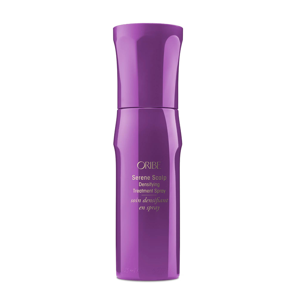 Oribe Serene Scalp Densifying Treatment Spray, botella para densificar cabello y nutrir cuero cabelludo.
