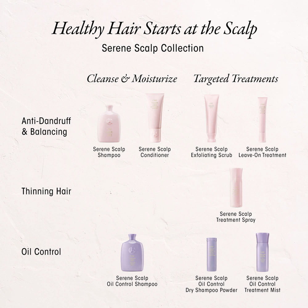 Oribe Serene Scalp Dry Shampoo Powder delivers a matte finish on strands.