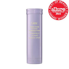Oribe Serene Scalp Dry Shampoo Powder texture with matte finish for oil control.