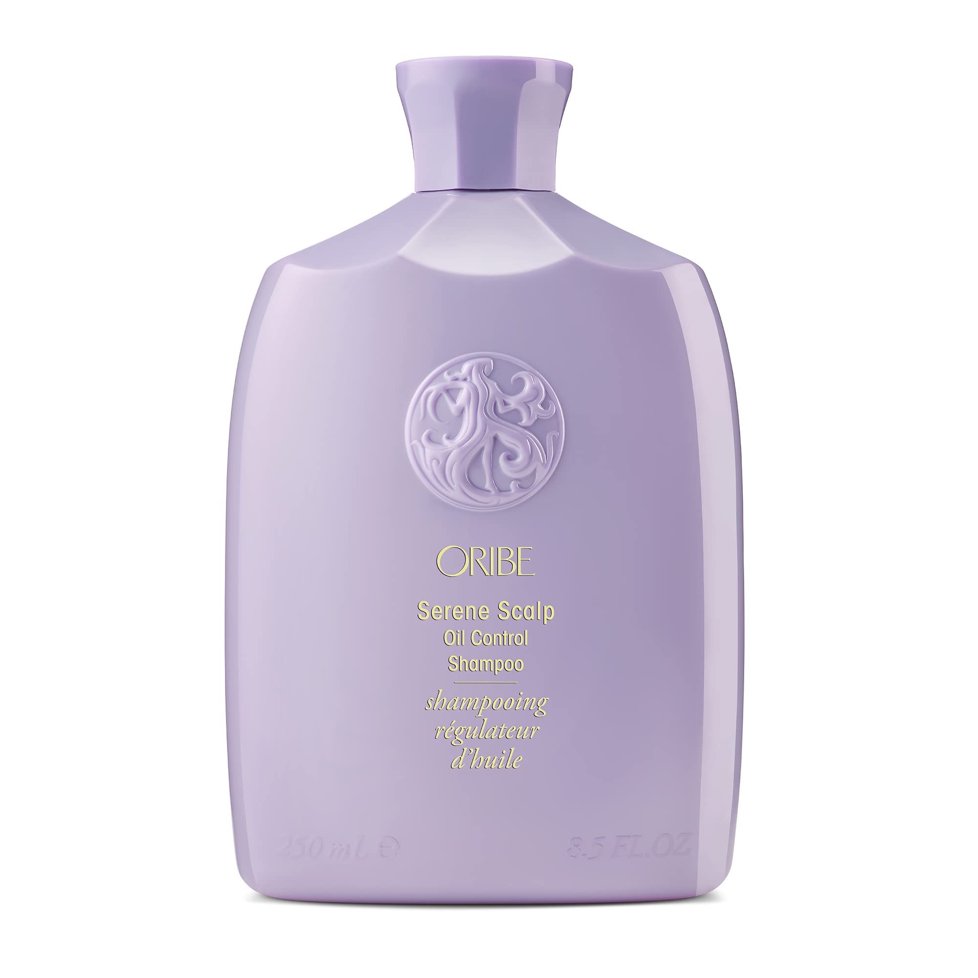 Oribe Serene Scalp Oil Control Shampoo bottle with lavender packaging for oil management.