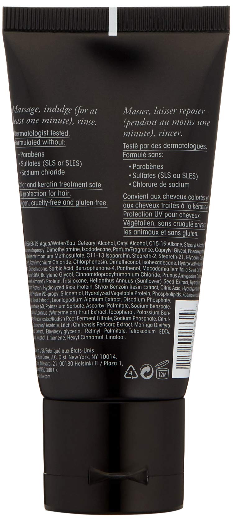Oribe Signature Conditioner label closeup, color-safe formula highlighted