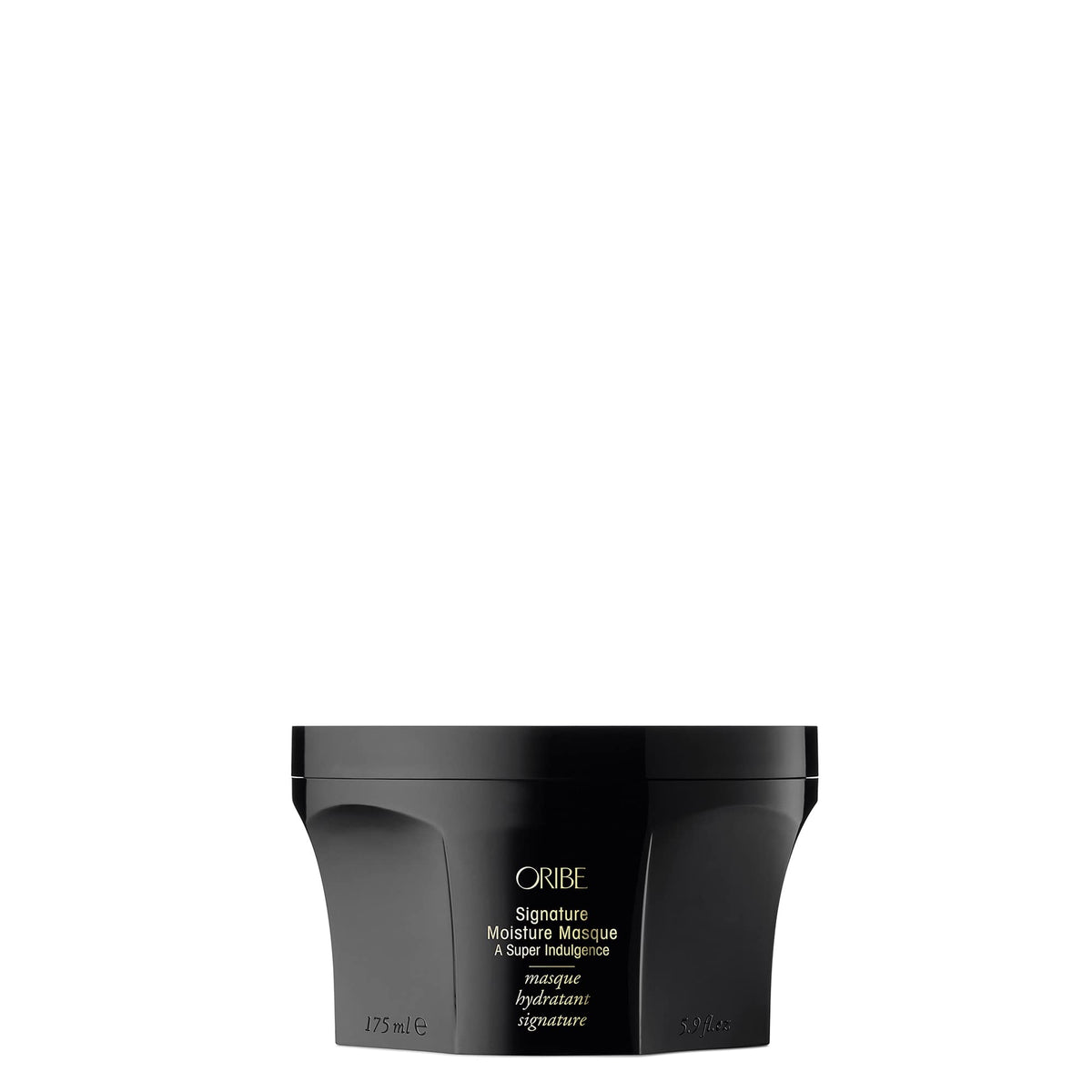 Oribe Signature Moisture Masque jar close-up highlights rich hydration for dry hair.
