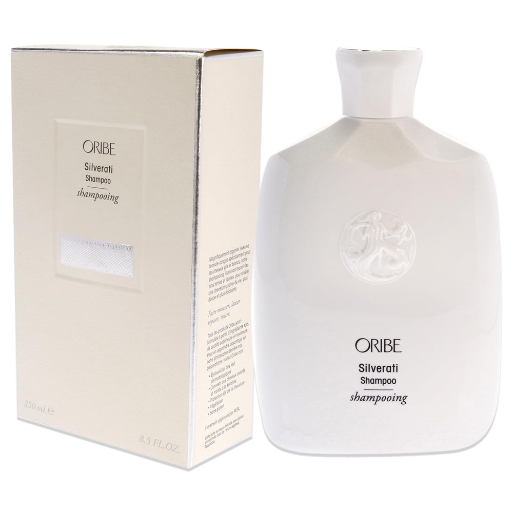 Oribe Silverati Shampoo foam lather shown for gentle cleansing.