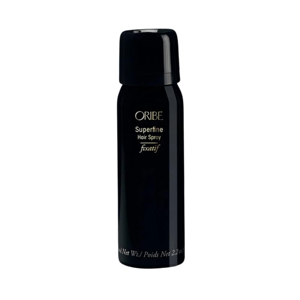 Oribe Superfine hairspray bottle provides brushable, ultra-dry finish.