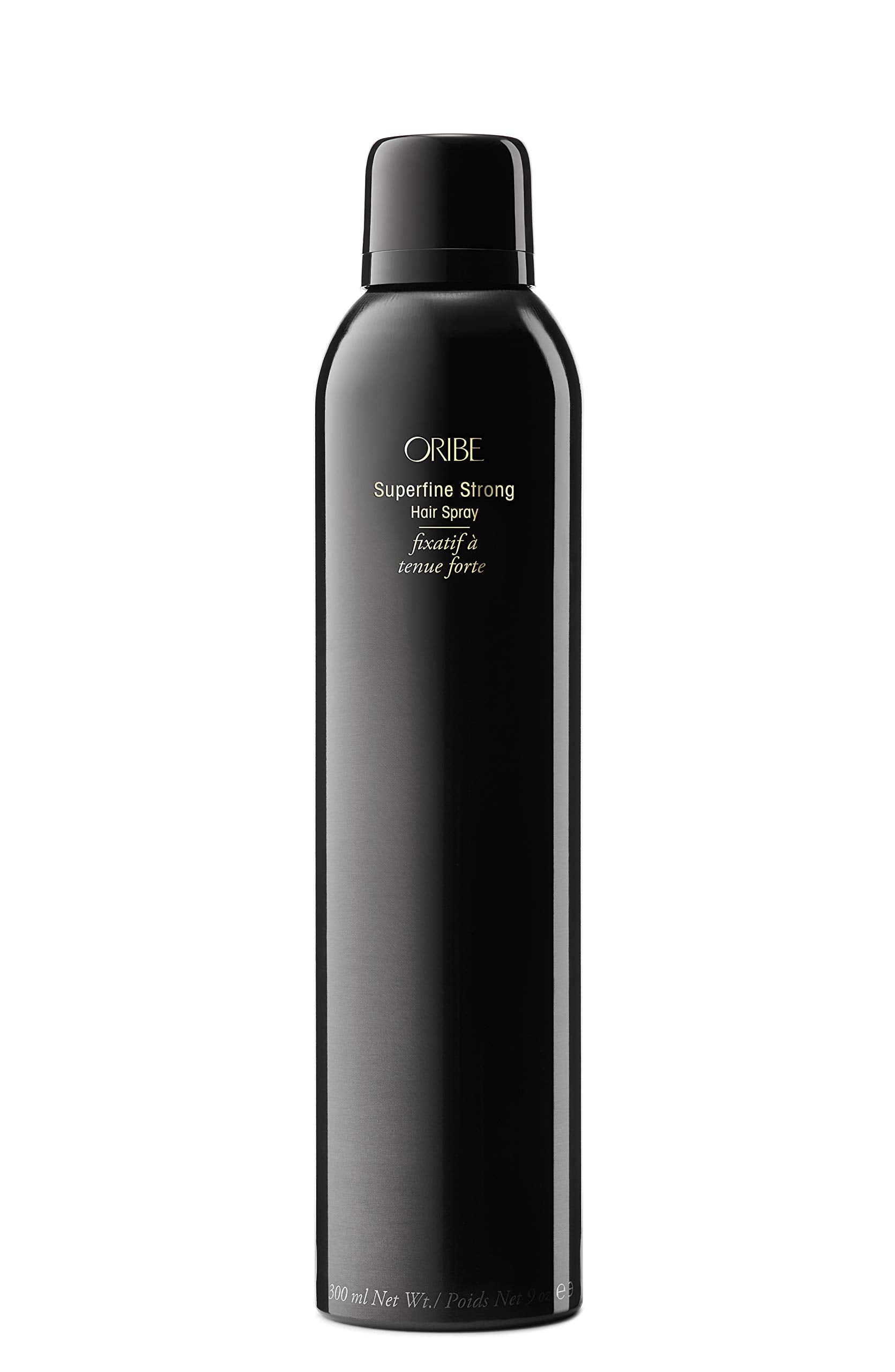 Oribe Superfine Strong Hair Spray bottle for long-lasting hold and shine.