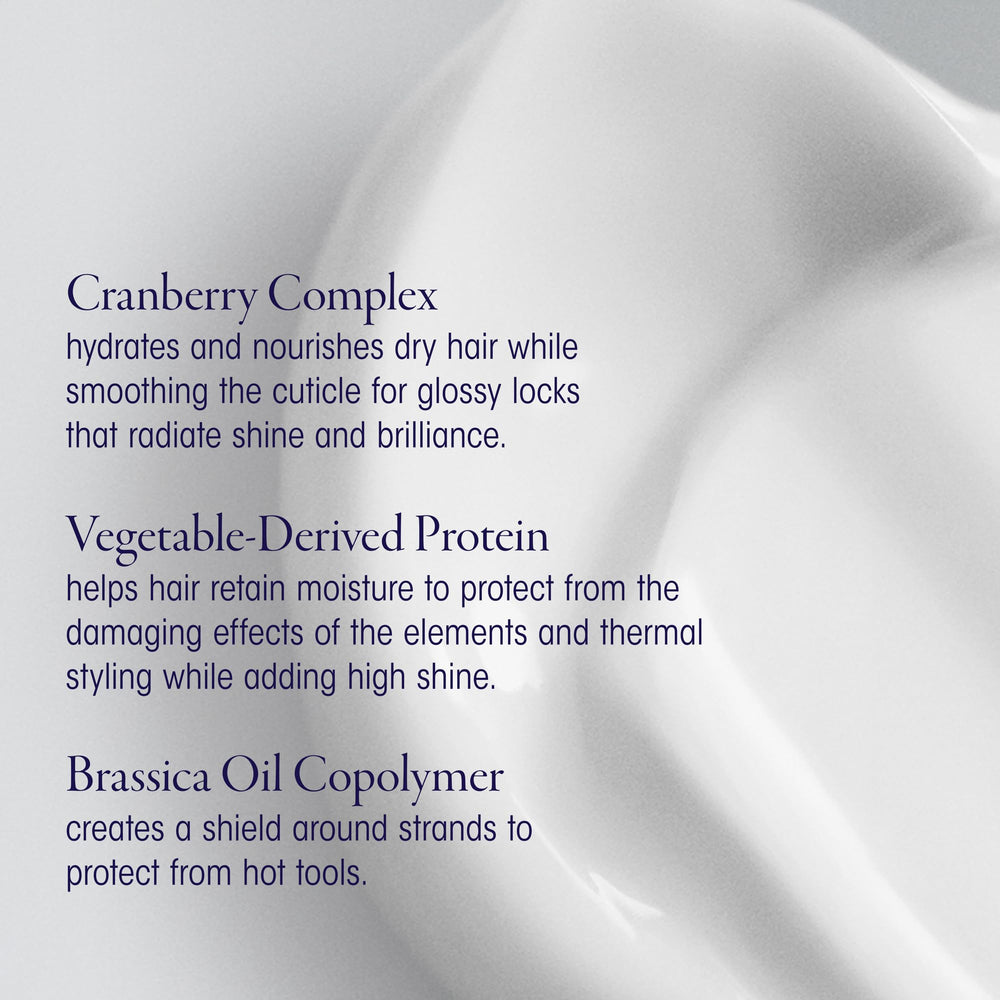 Hair with a high-gloss finish after using Oribe Supershine styling cream.