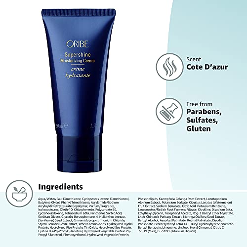 Compact travel-size Oribe Supershine cream fits in carry-on and stylish bags.