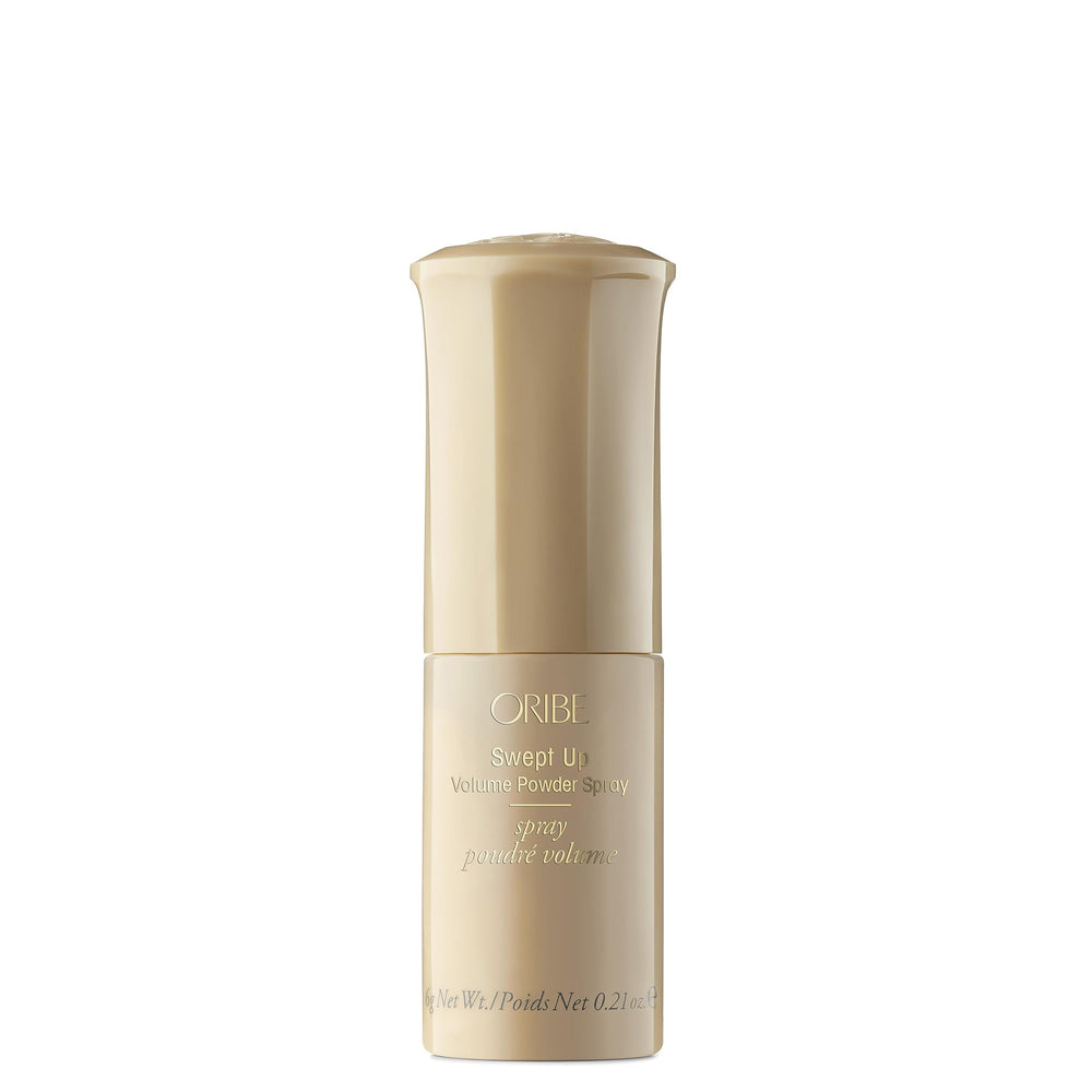 ORIBE Swept Up Volume Powder packaging with zero-mess sprayer for effortless root lift.