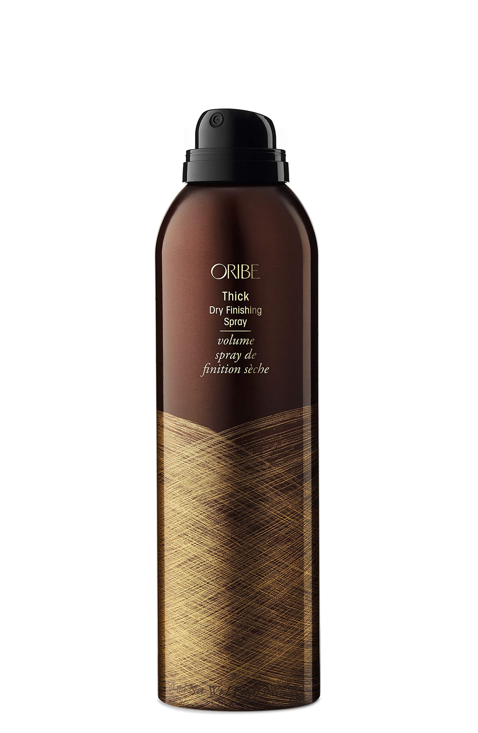 Oribe Thick Dry Finishing Spray on hair adds shine and body