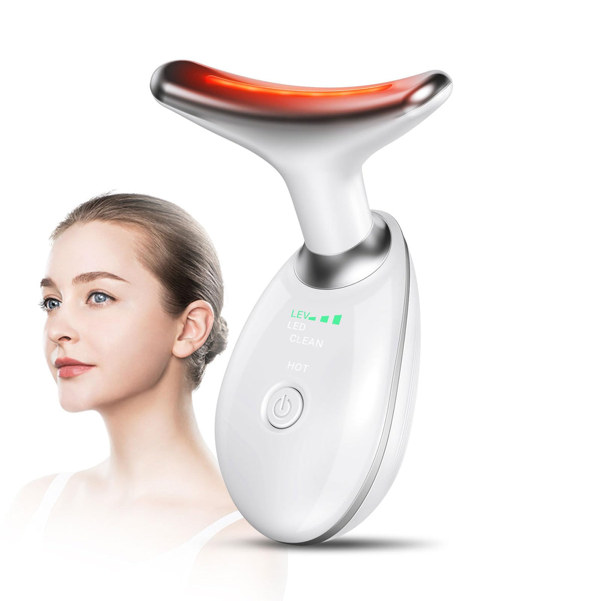 Oriflame neck and face massager in white for firming contour with daily use.
