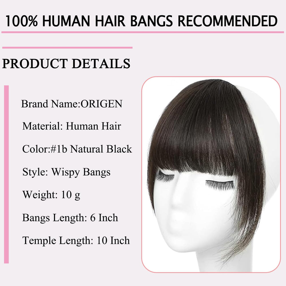 ORIGEN clip-in bangs with temples framing the face for effortless framing