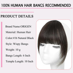 ORIGEN clip-in bangs with temples framing the face for effortless framing