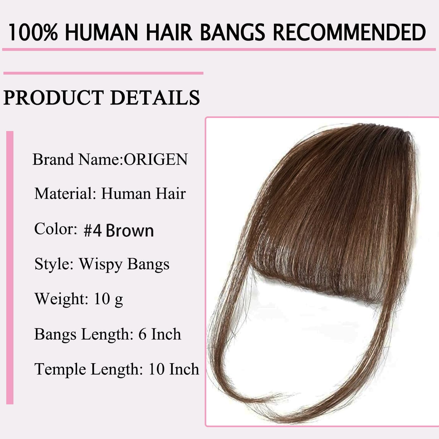 ORIGEN Clip-in bangs wispy front view demonstrates soft, face-framing fringe.
