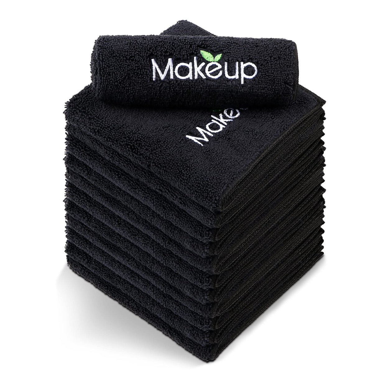 Toallitas Orighty desmaquillantes de microfibra negro, 12 unidades, limpieza suave para el rostro.