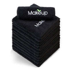 Toallitas Orighty desmaquillantes de microfibra negro, 12 unidades, limpieza suave para el rostro.