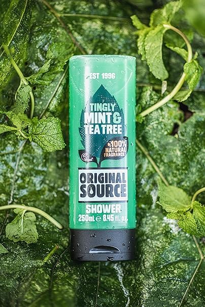 Original Source gel de ducha té árbol y menta, enfoque visual: textura suave para piel sensible