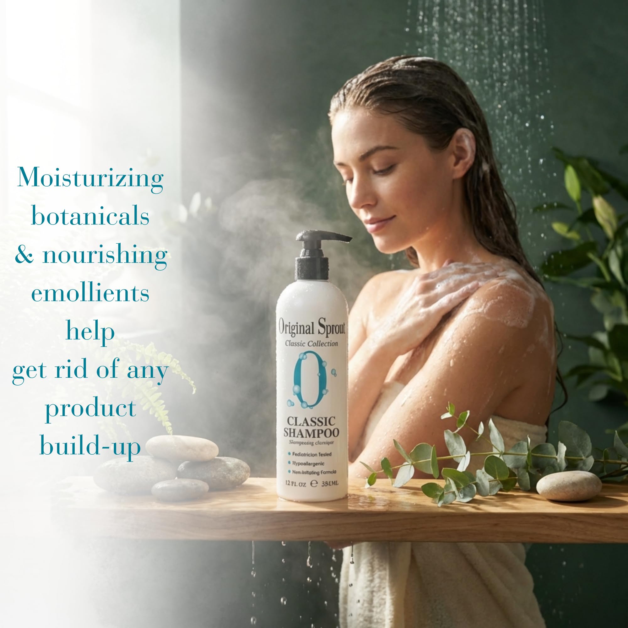 Original Sprout Classic Shampoo features calendula, cucumber, arnica, and rosemary botanicals.