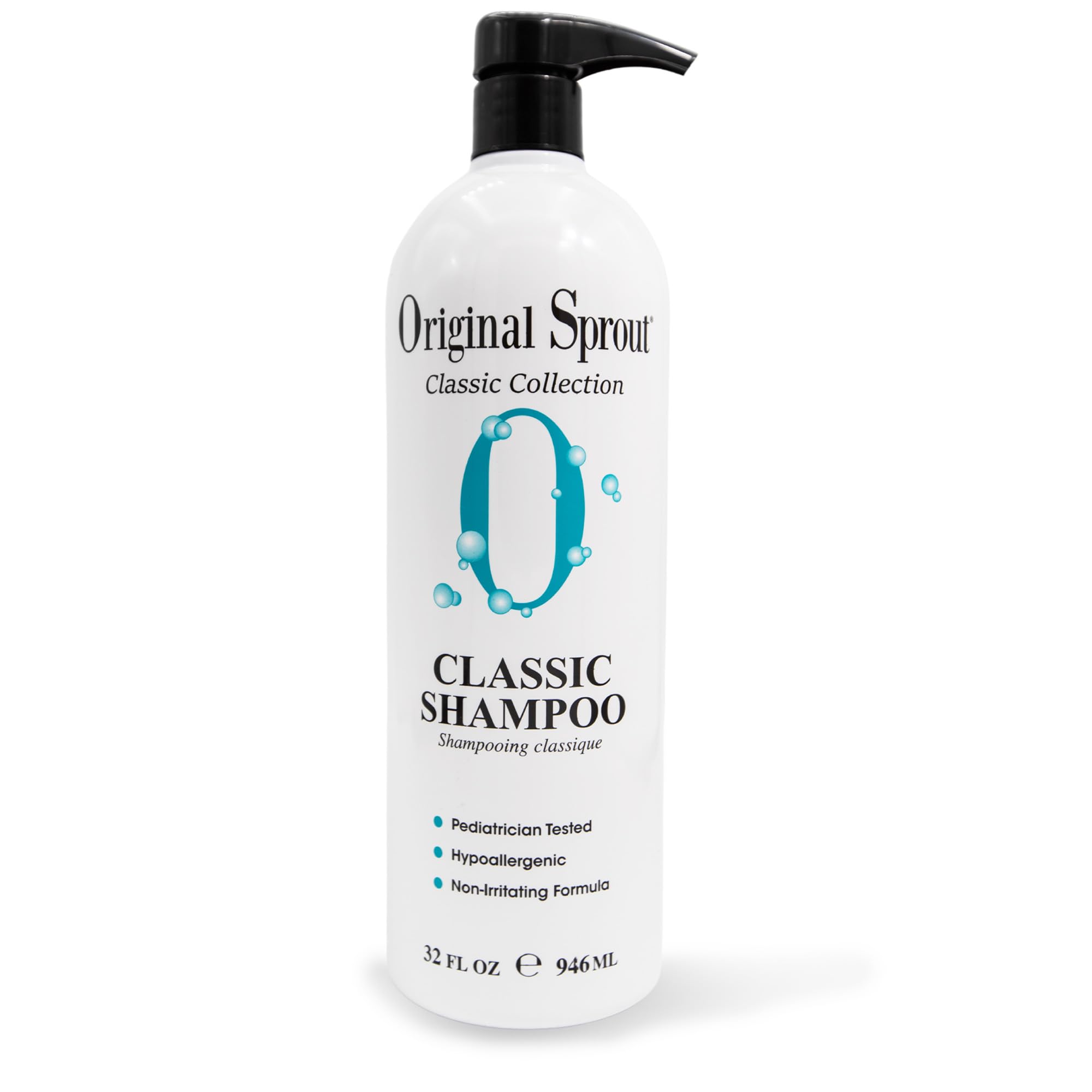 Original Sprout Classic Shampoo bottle front shows gentle, sulfate-free formula for all hair types.