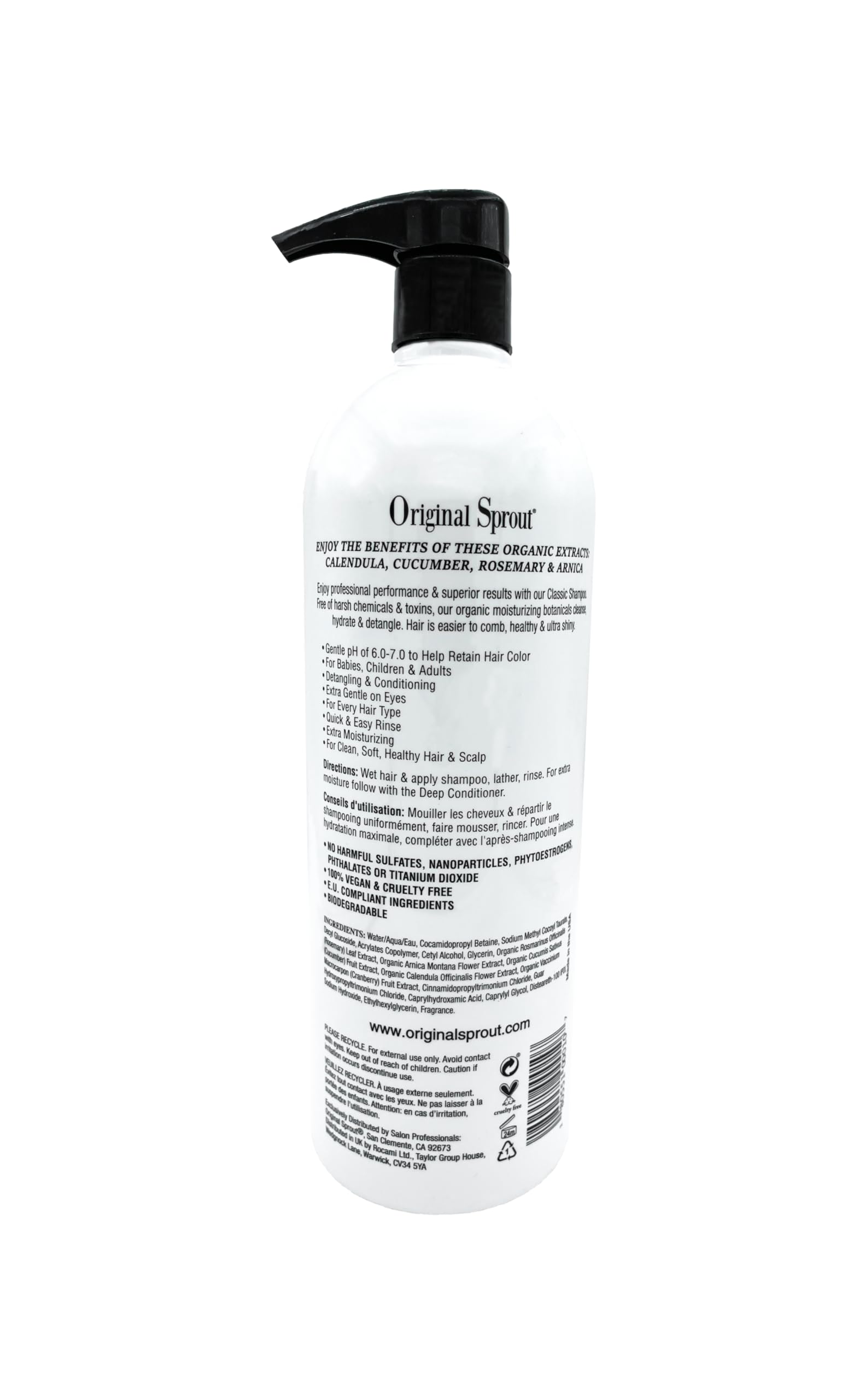 Original Sprout Classic Shampoo contains no parabens or phthalates, vegan and cruelty-free.