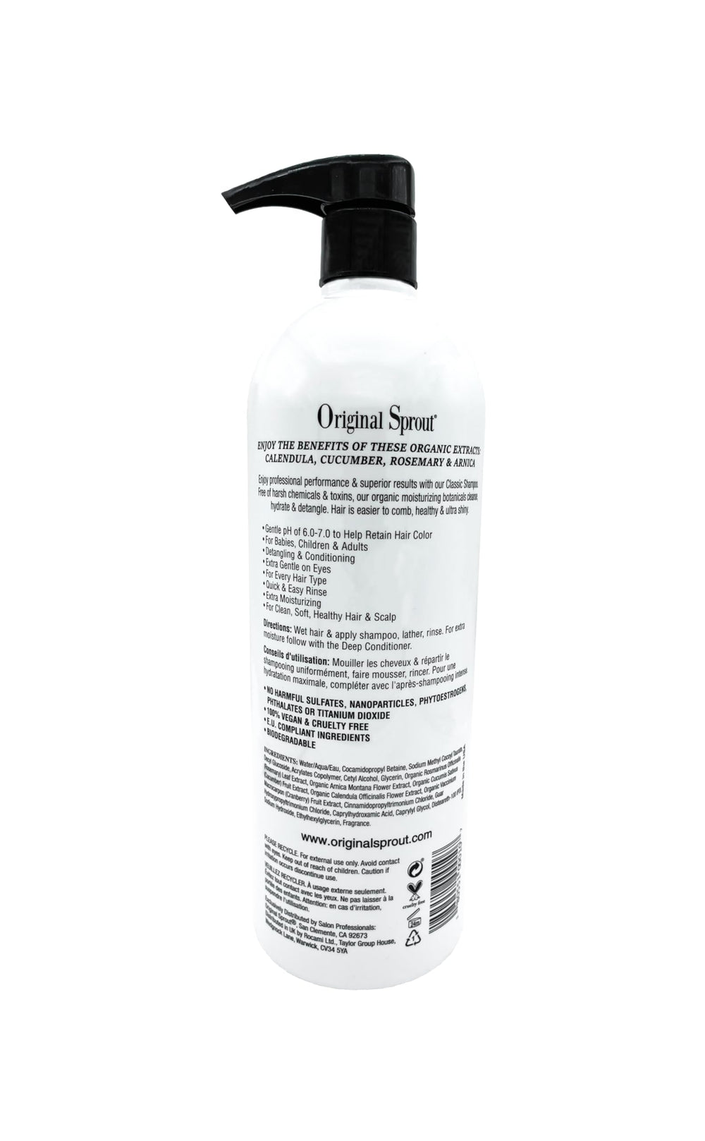 Original Sprout Classic Shampoo contains no parabens or phthalates, vegan and cruelty-free.