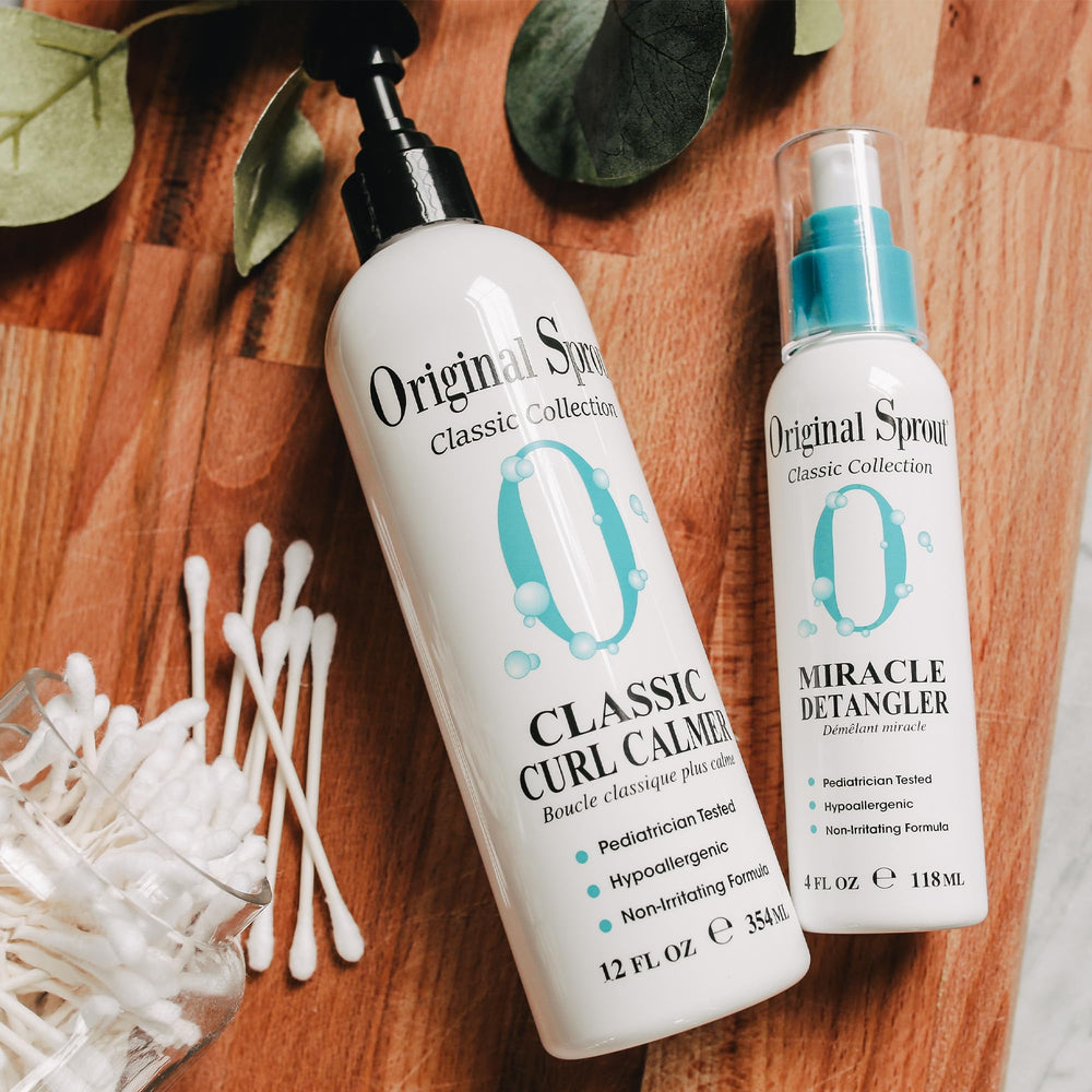 Original Sprout Curl Calmer ingredients botanicals highlights calendula cucumber arnica and rosemary.