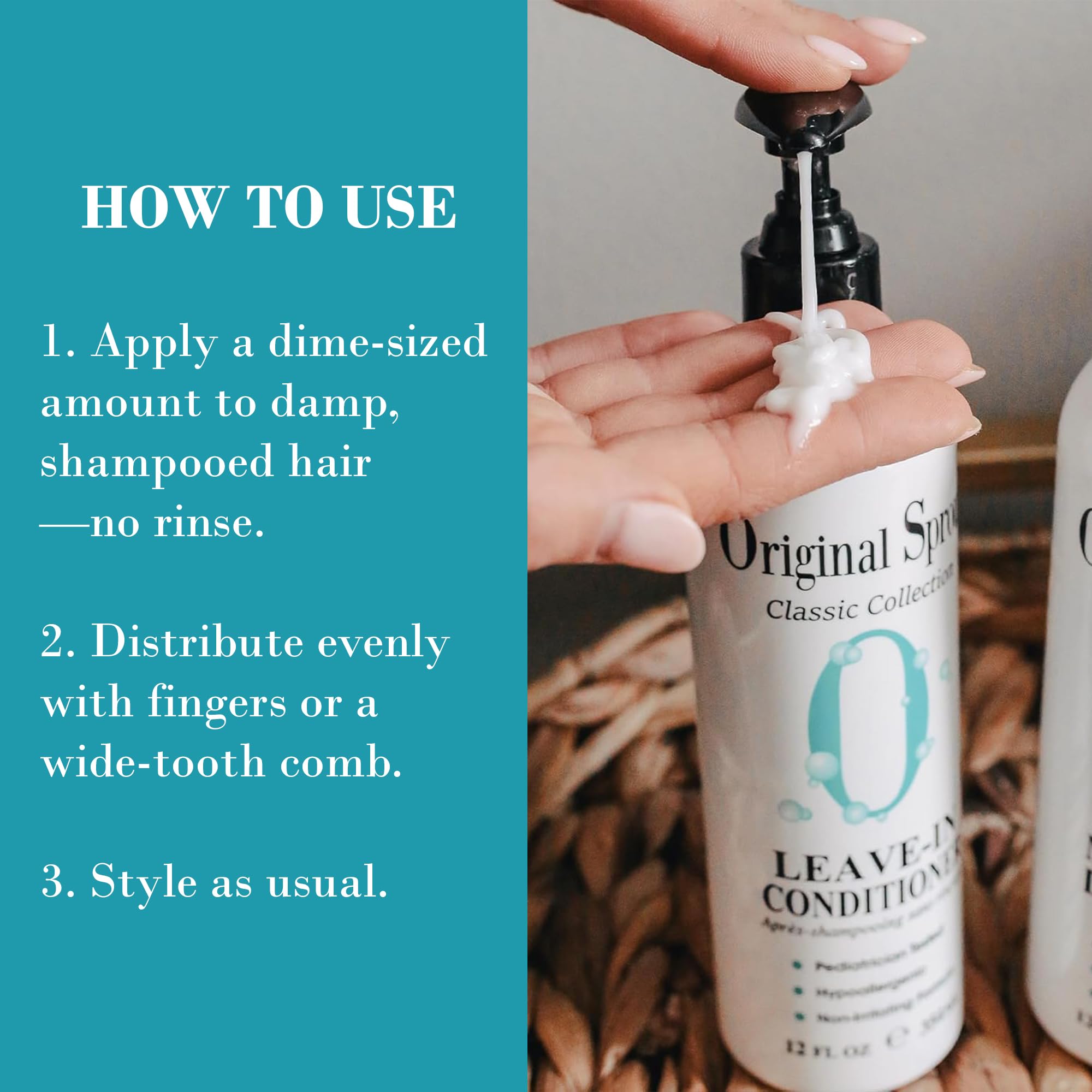 Original Sprout Leave-In on freshly washed hair for added ease